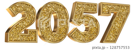 Number 2057 Gold 3D Render Number 2057 Gold 3D Render 128757553