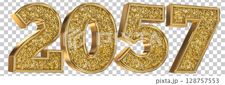 Number 2057 Gold 3D Render Number 2057 Gold 3D Render 128757553
