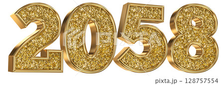 Number 2058 Gold 3D Render Number 2058 Gold 3D Render 128757554