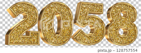 Number 2058 Gold 3D Render Number 2058 Gold 3D Render 128757554