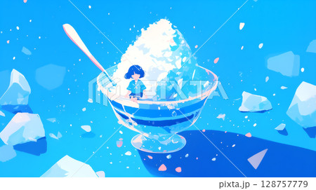 かき氷のイラスト 128757779
