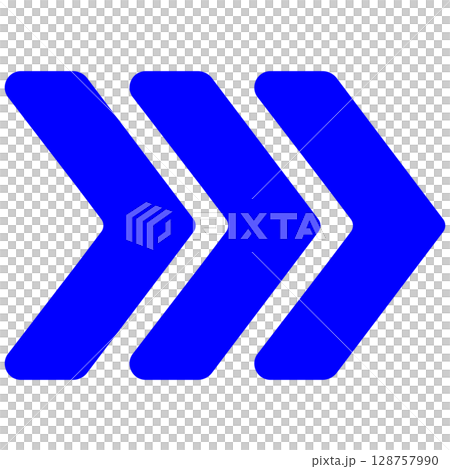 三連続青い矢印先端アイコン 128757990