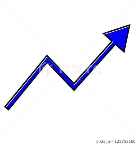 青と白の折れ線グラフ上昇矢印アイコン 青と白の折れ線グラフ上昇矢印アイコン 128758160