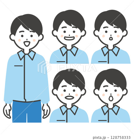 スーツの上に作業着を着た男性のあいうえおの口の形イラスト スーツの上に作業着を着た男性のあいうえおの口の形イラスト 128758333