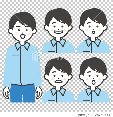 スーツの上に作業着を着た男性のあいうえおの口の形イラスト スーツの上に作業着を着た男性のあいうえおの口の形イラスト 128758333