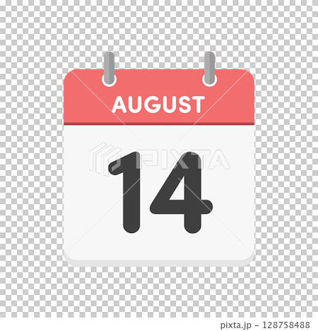 8月14日,8月14日每日日曆圖示 - 帶有日期8/14的日曆資料 8月14日,8月14日每日日曆圖示 - 帶有日期8/14的日曆資料 128758488