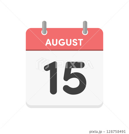 8月15日･August 15の日めくりカレンダーのアイコン - 8/15の日付入りの暦の素材 128758491