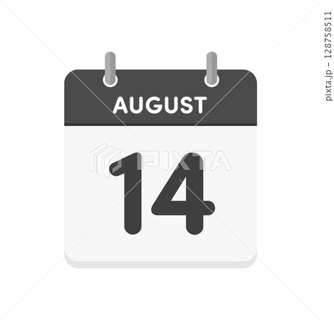 8月14日･August 14の日めくりカレンダーのアイコン - 8/14の日付入りの暦の素材 128758511