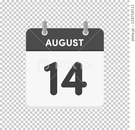 8月14日･August 14の日めくりカレンダーのアイコン - 8/14の日付入りの暦の素材 128758511