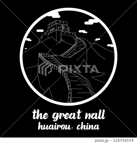 Circle Icon The Great Wall. Vector illustration 128758554