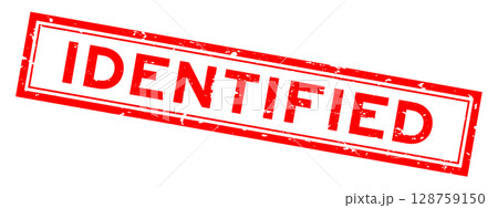 Grunge red identified word square rubber seal stamp on white bacckground Grunge red identified word square rubber seal stamp on white bacckground 128759150