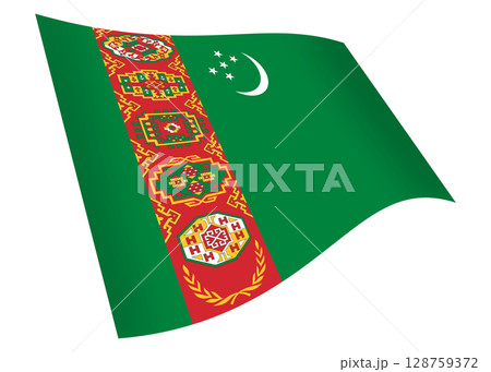Turkmenistan waving flag graphic with clipping path 128759372