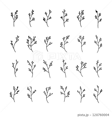 Linear Wildflower Elements. Thin-stemmed wildflowers with airy silhouettes and minimalist flair for subtle floral design work. 128760004