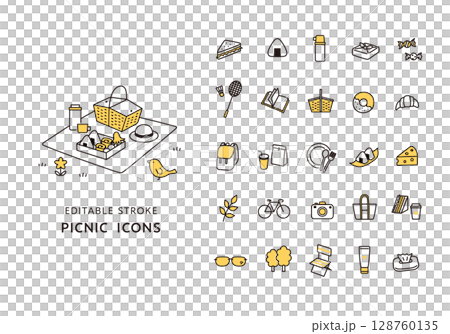 野餐圖示集(彩色) 野餐圖示集(彩色) 128760135