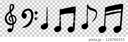 音符　メロディ　ト音記号　ヘ音記号　シンプルなアイコンセット 128760355