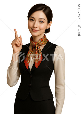 おすすめ情報を提案する女性　指差し 128760459