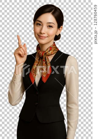 おすすめ情報を提案する女性　指差し 128760459