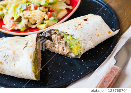 Plate with Mexican food Plate with Mexican food 128760704