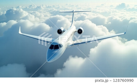 Large private jet in the sky 128760990