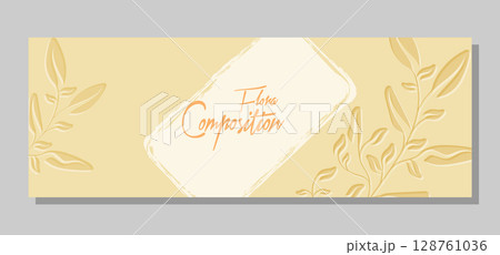 Background with abstract plants in minimalism style. Layout for covers, paintings, interior prints, posters and creative design 128761036