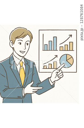 楽しそうに会話をするビジネスマン 楽しそうに会話をするビジネスマン 128761084