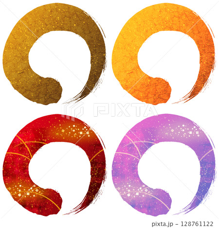 筆の円　和風手描きイラスト 128761122