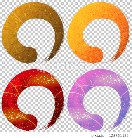 Brush circle Japanese style hand-drawn illustration 128761122