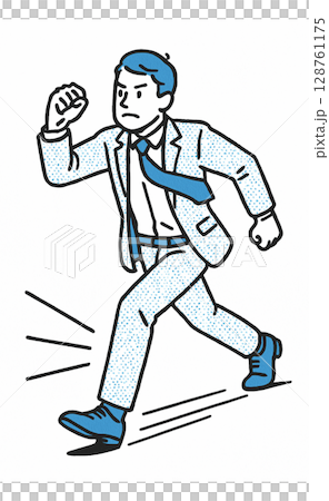 熱情的商人匆忙行走 熱情的商人匆忙行走 128761175