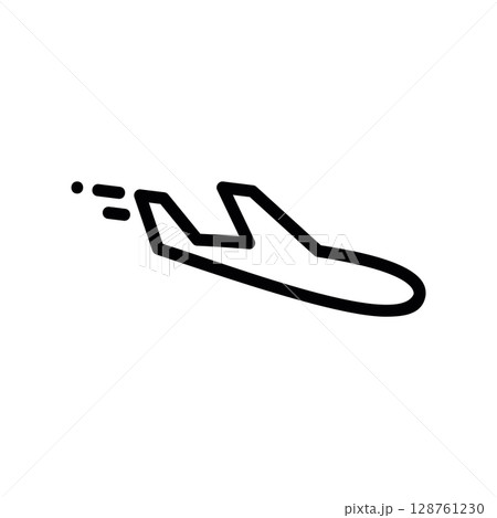 Simple Airplane Icon Showing Descent or Landing with Motion Trails 128761230