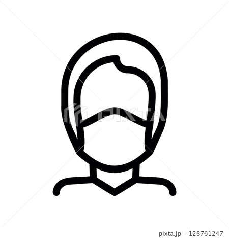 Abstract icon of a person wearing a face mask for safety Abstract icon of a person wearing a face mask for safety 128761247