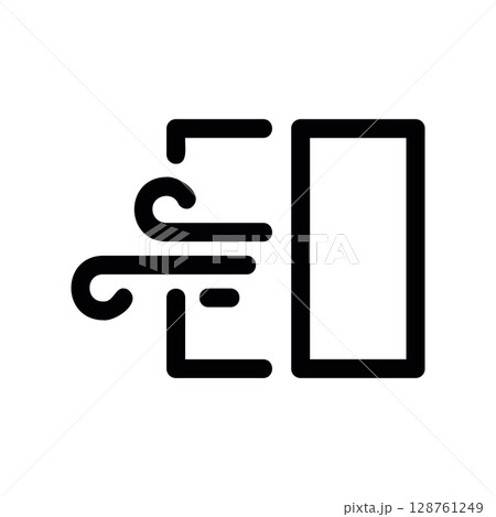 Open Window Icon with Wind Symbolizing Fresh Air and Ventilation Open Window Icon with Wind Symbolizing Fresh Air and Ventilation 128761249