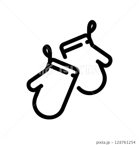 Pair of oven mitts for kitchen safety and handling hot pans 128761254