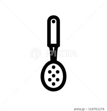 Slotted spoon or skimmer for straining liquids 128761278