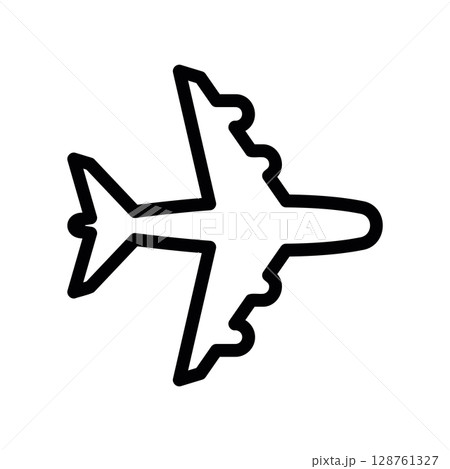 Top view outline of a four engine commercial airplane icon Top view outline of a four engine commercial airplane icon 128761327