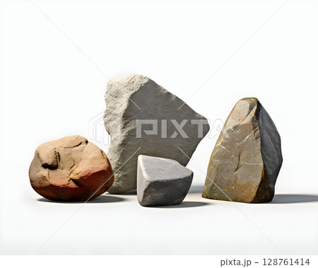 stone rock object isolated background nature texture.	 128761414