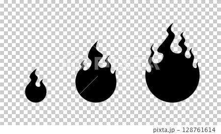 成長する和風の火の玉のイラスト素材 成長する和風の火の玉のイラスト素材 128761614