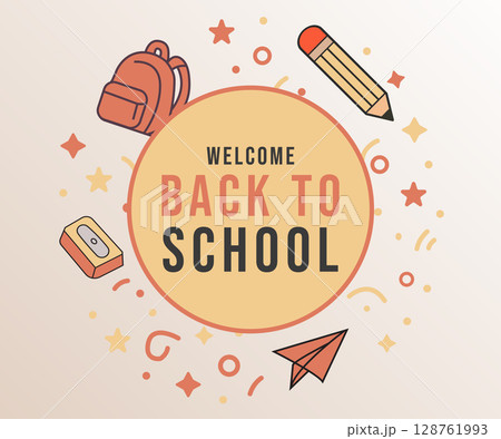 Welcome Back To School With Backpack And Pencil Welcome Back To School With Backpack And Pencil 128761993