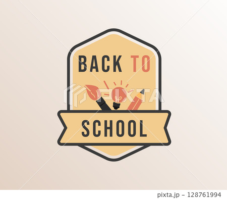 Back To School Badge With Bulb brush and pancil 128761994