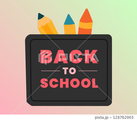 Back to school text with pencil box icon Back to school text with pencil box icon 128762003