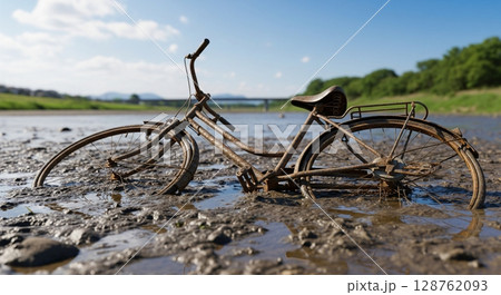 不法投棄された自転車のイメージ	 128762093