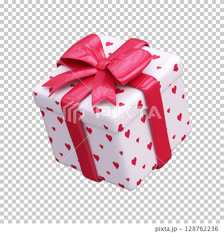 3D gift box with pink bow, symbol of love gift 3D gift box with pink bow, symbol of love gift 128762236