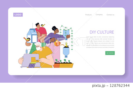 Vector illustration of people engaged in DIY activities like sewing, gardening, and bird keeping, highlighting a community-focused lifestyle and creative hobbies. Vector illustration of people engaged in DIY activities like sewing, gardening, and bird keeping, highlighting a community-focused lifestyle and creative hobbies. 128762344