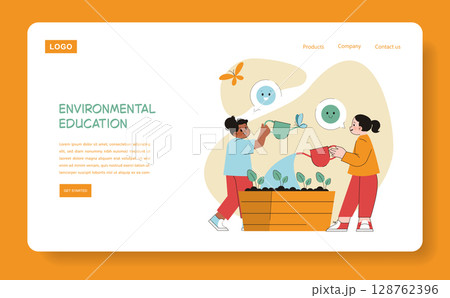 Children engage in environmental education by planting and watering in a community garden setting. They learn about nature, sustainability, and teamwork while enjoying outdoor activities. Vector Children engage in environmental education by planting and watering in a community garden setting. They learn about nature, sustainability, and teamwork while enjoying outdoor activities. Vector 128762396