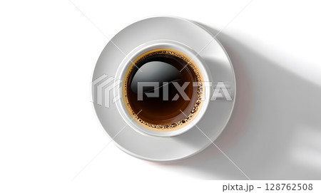 A realistic isolated coffee cup with soft shadow on a clean white background. Perfect for graphic design, mockups, and product presentations. 128762508