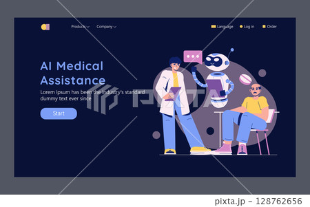 AI in Medicine and Science focuses on innovations in healthcare through technology. It illustrates the interaction between medical professionals and AI, enhancing patient care and diagnosis. Vector 128762656