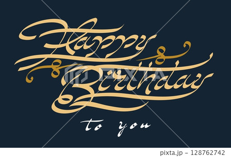 Handwritten Happy Birthday lettering 128762742