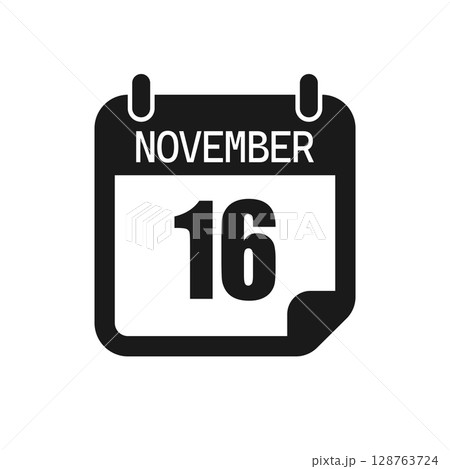 Vector icon page day calendar - 16 November month 128763724