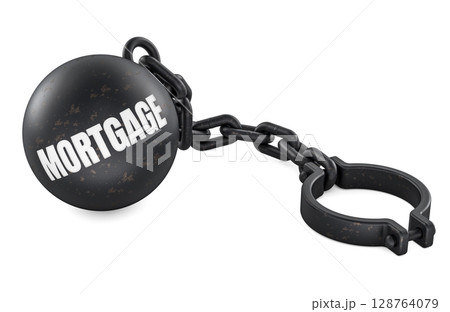 Mortgage debt shackle. 3D rendering 128764079