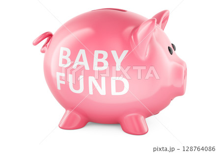 Baby fund concept with piggy bank. 3D rendering Baby fund concept with piggy bank. 3D rendering 128764086