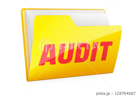Audit, yellow folder. 3D rendering 128764087
